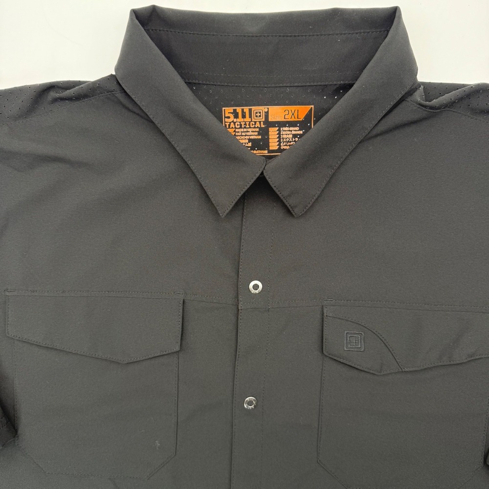 5.11 Tactical Shirt Mens 2XL Black Short Sleeve Snap Front Performance 5976